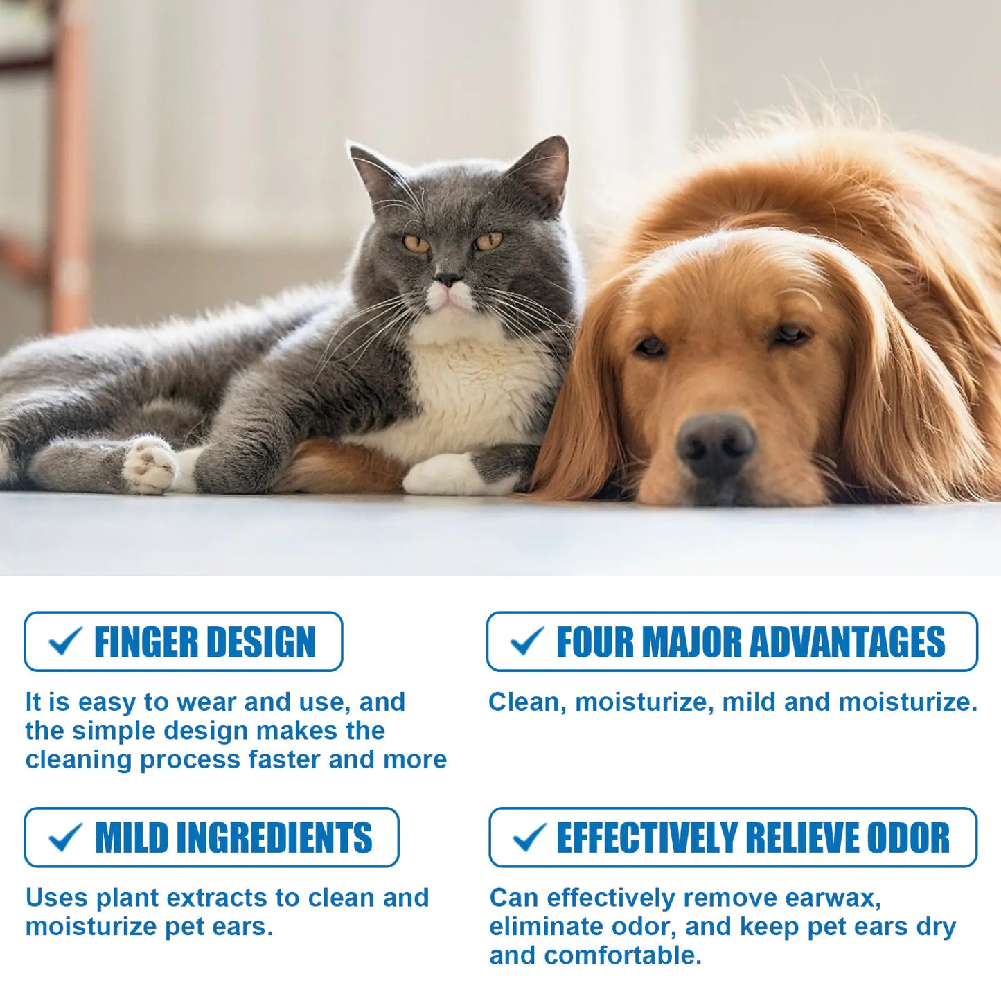 Yegbong Pet Cleaning Finger Wipes for Ear Care